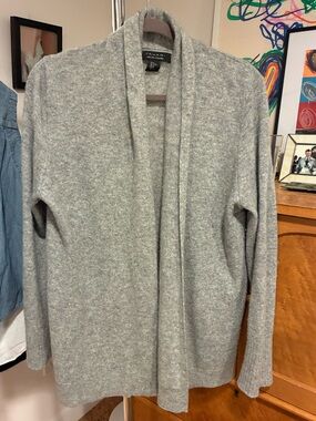 Tahari Open-Front Grey Cashmere Women’s Sweater Cardigan